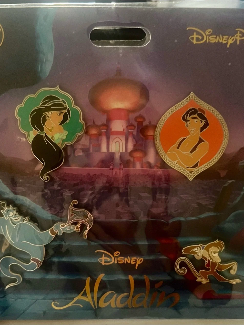Disney Aladdin Enamel Pin Wall Art - Teal, Orange, Gold